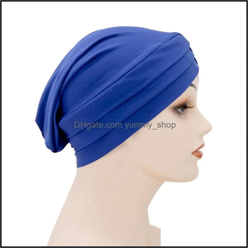 12 colors women girl cross beanie turban pure color hat stretch caps headwear fashion hair care accessories