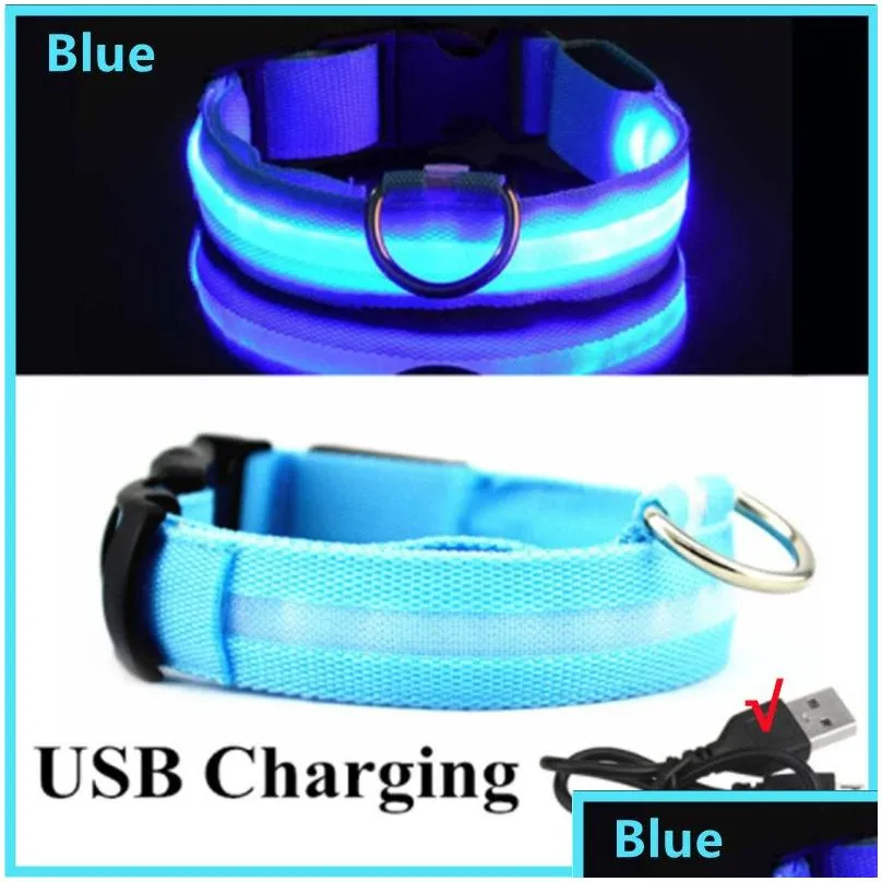 dog collars led luminous collar adjustable glowing usb rechargea flashing antilost/avoid car accident dogs pet products