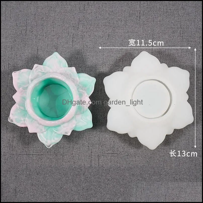 candlestick lotus storage box diy mould white crystal epoxy resin flower shape silicone molds 10 5jx j2