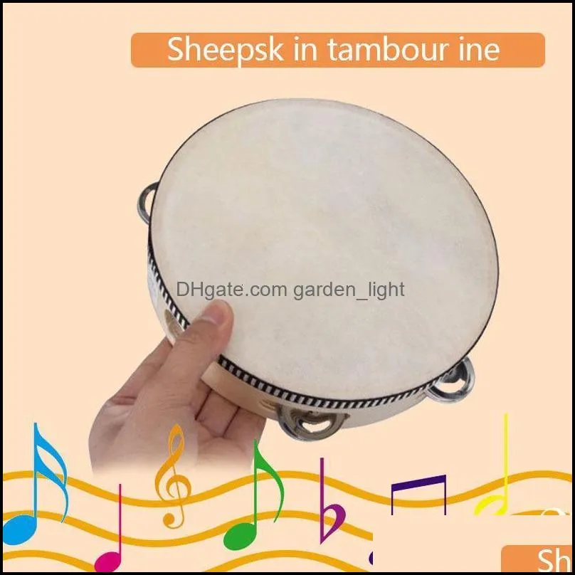 drum 6 inches tambourine bell hand held tambourine birch metal jingles kids school musical toy ktv party percussion toy paf14398