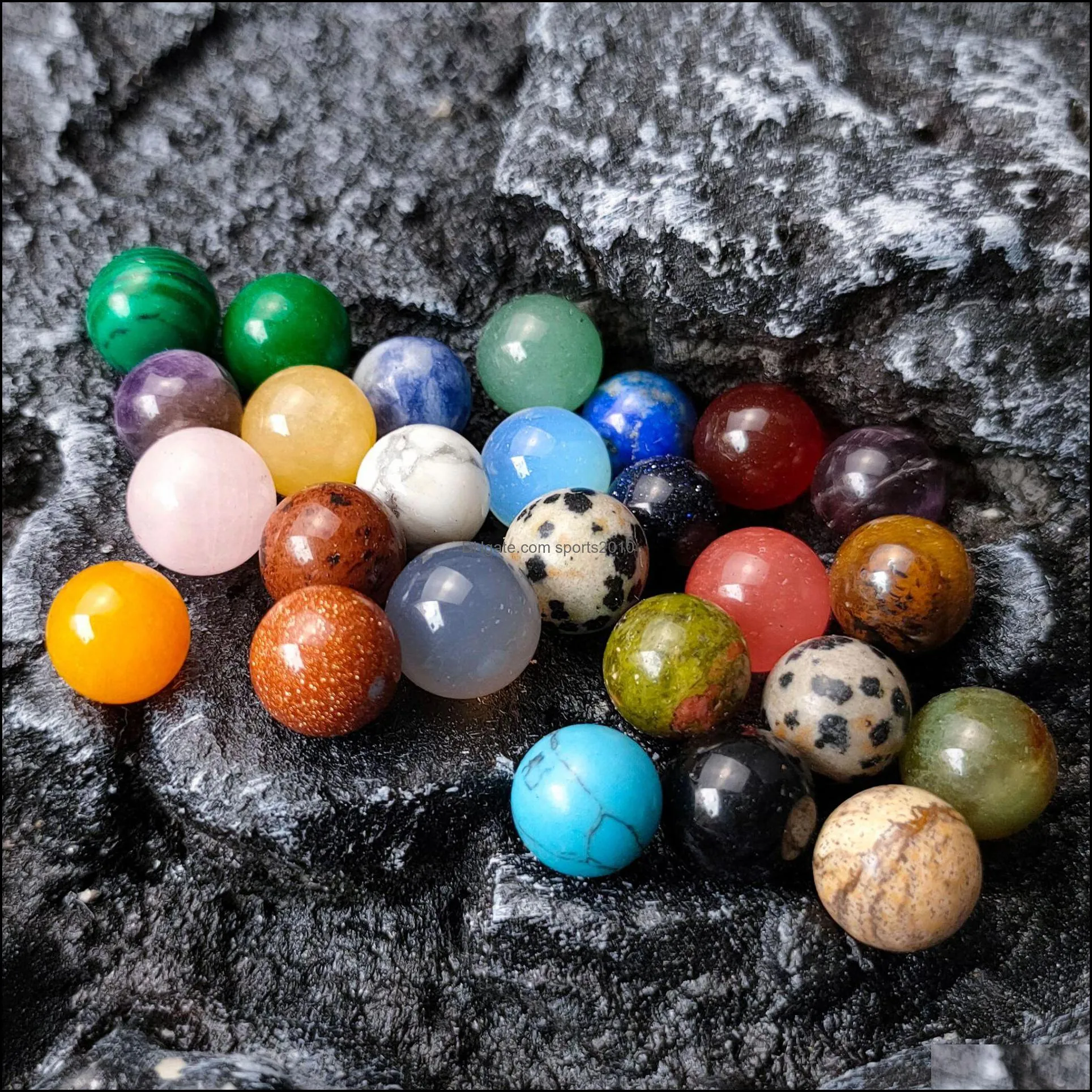 10mm round ball reiki natural stone tumbled stones polishing rock quartz yoga energy bead for chakra healing decoration sports2010