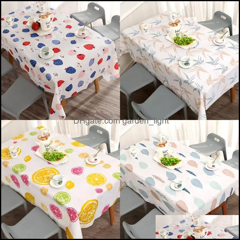 household waterproof oil proof tablecloth lemon strawberry maple leaves pattern wash pvc rectangle cartoon table linen 4 6bs