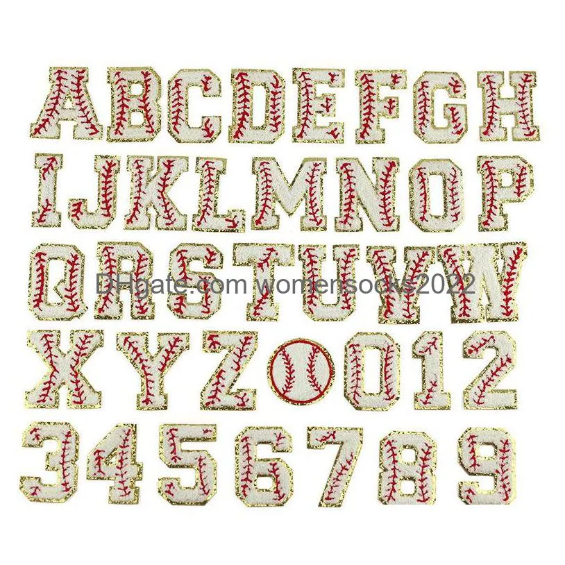 sewing notions az softball letter iron on glitter towel embroideryes alphabet applique for diy clothing hats garment accessories size