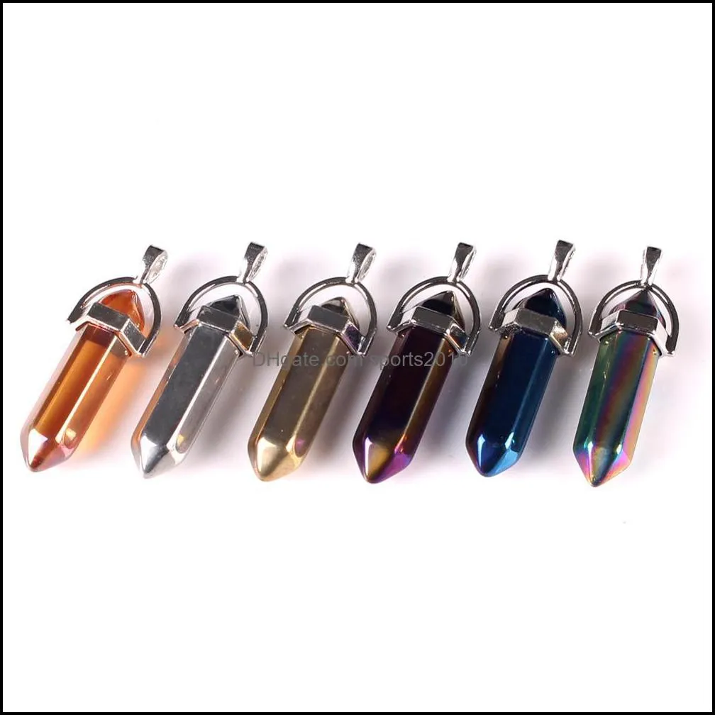 bulk metal hematite stone bullet charms pendant hexagonal column pendants diy necklace earrings jewelry making sports2010