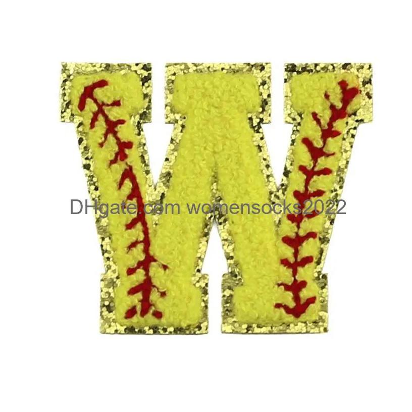 sewing notions az softball letter iron on glitter towel embroideryes alphabet applique for diy clothing hats garment accessories size