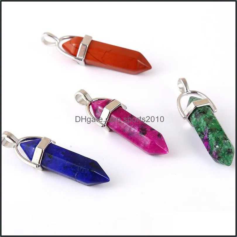 natural stone synthetic turquoise charms hexagonal prism bullet shape pendant craft for diy earrings necklace jewelry making sports2010