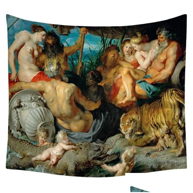 tapestries italian art greek mythology four rivers in heaven female anthropomorphize poster tapestry designer room