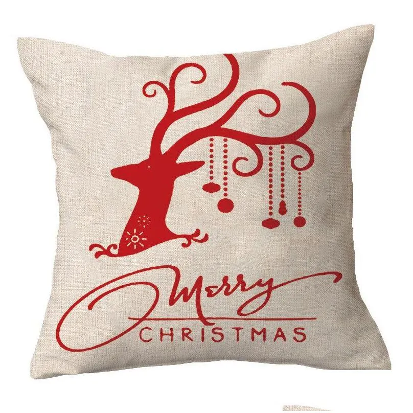 home festival gifts christmas pillowcase pillows linen santa claus elk snowflake english alphabet home pillow