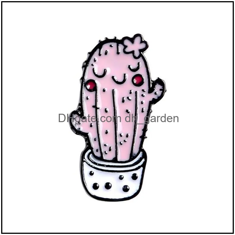 fashion cartoon lovely botany brooch for women men cactus flowerpot originality badge pin brooches drop oil jewelry 1 8hy l2b