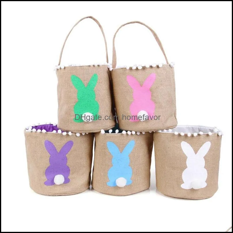 easter bag rabbit print canvas basket easter kids candy egg bunny print basket children easter hunting bags