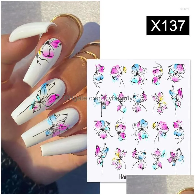 nail stickers butterfly transfer charms spring summer water sticker for nails sliders flower leaf image tattoo decal decoration