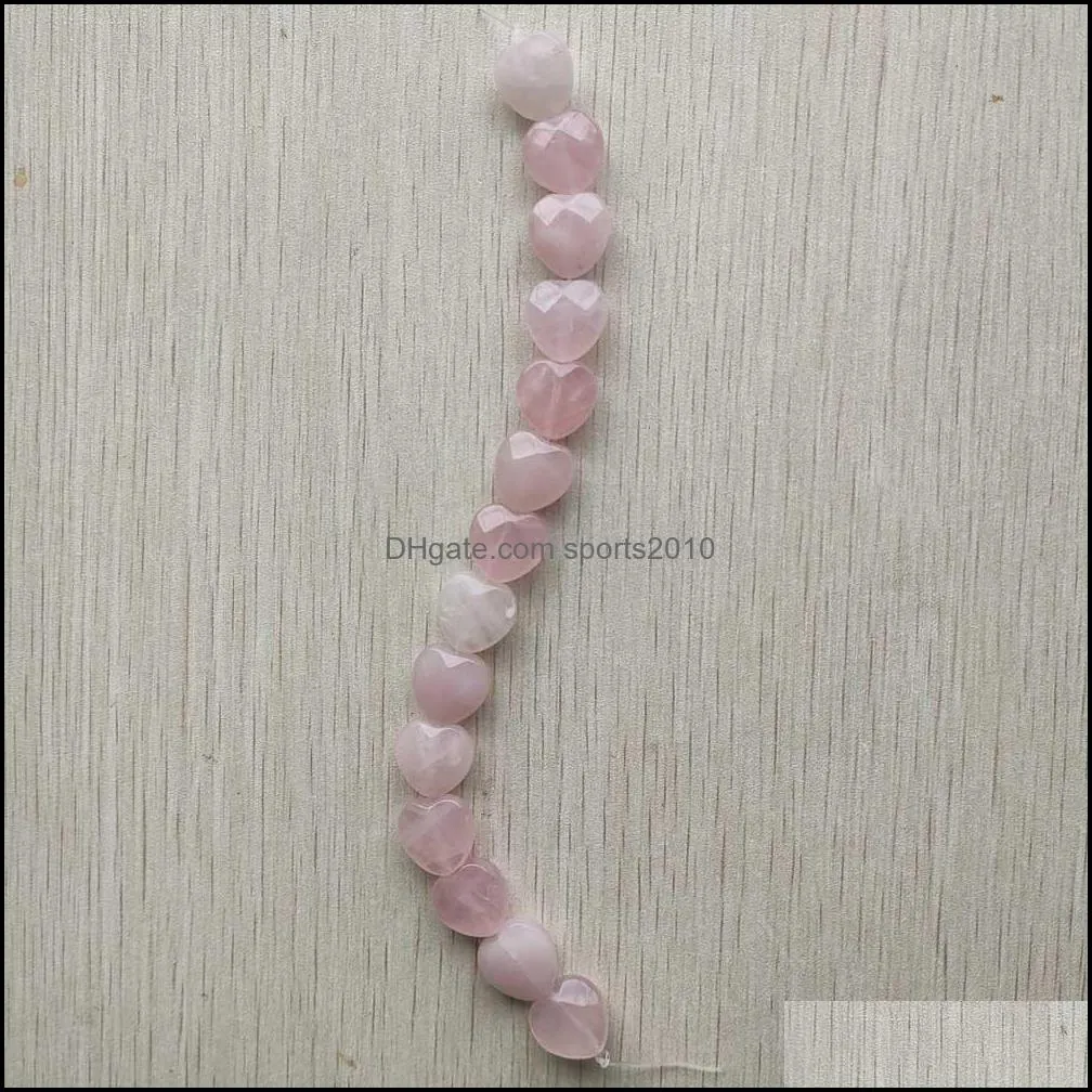 fashion 15mm heart natural pink rose quartz stone cut faceted beads for jewelry making sports2010