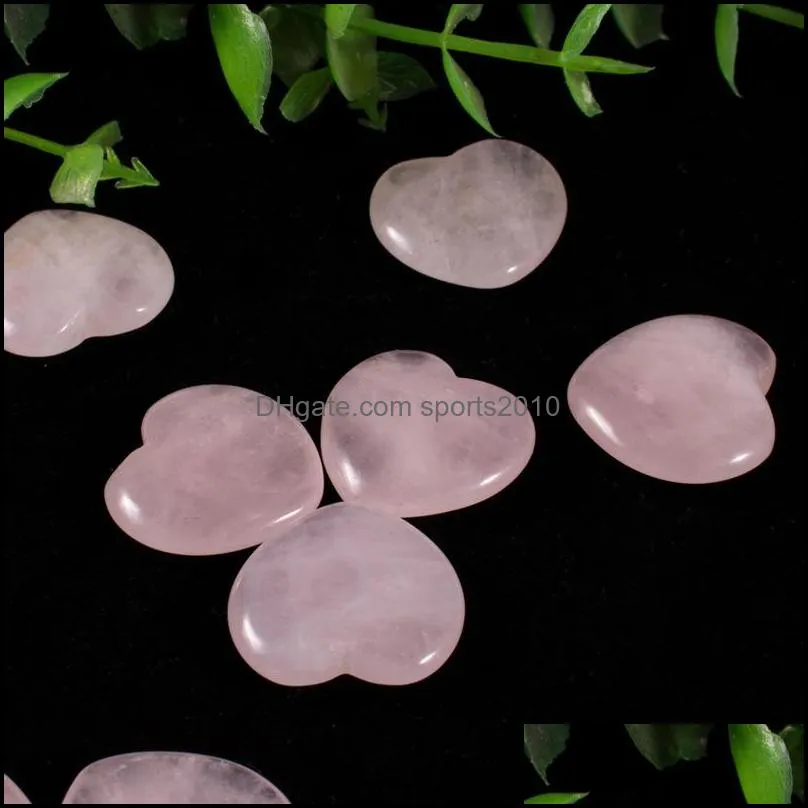 20x20x6mm heart statue natural stone carved decoration rose quartz hand polished healing crystal reiki trinket gift room ornament sports2010