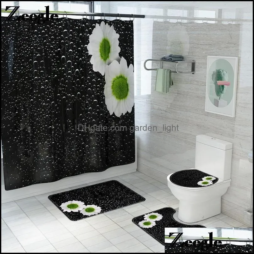 floral bath mat and shower curtain flannel bathroom set absorbent carpet nonslip toilet foot mats