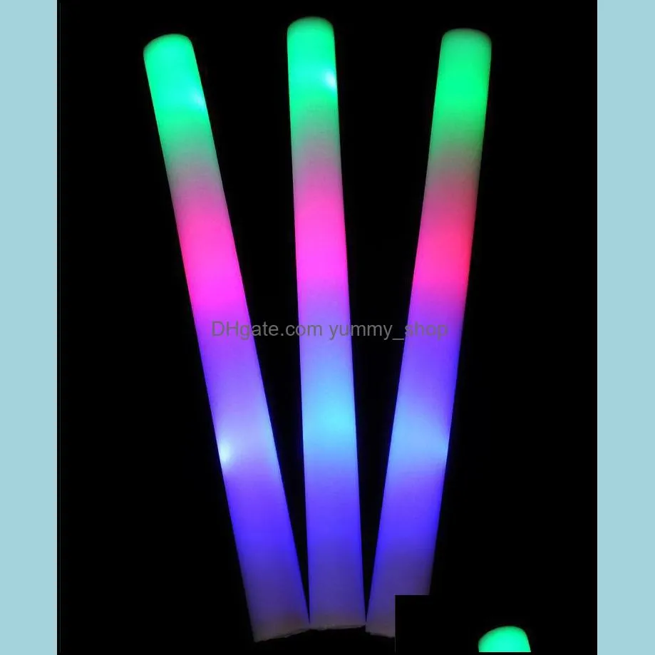 led glow light up foam stick toys color led foam glow stick wedding party decoration toys 19 led wands rally batons pae10795