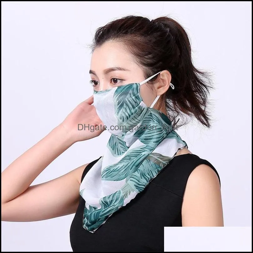 women scarf face mask silk chiffon handkerchief outdoor windproof half face dustproof sunshade masks scarf dust mask party mask 7 m2