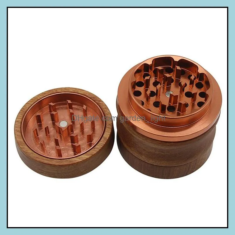 wooden herb grinder for smoking tobacco crusher dia 60mm 4 layers wy1284