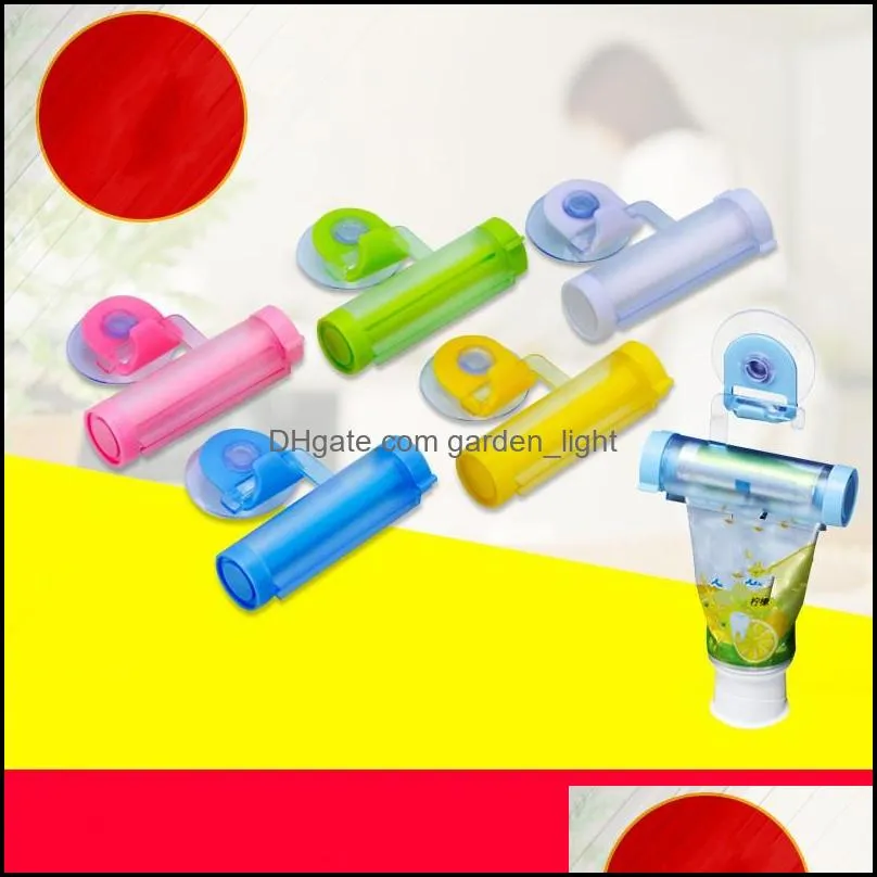 portable toothpaste dispenser suction cup candy color bathroom accessories plastic translucent squeeze teethpastes dispensers home 1 1xy