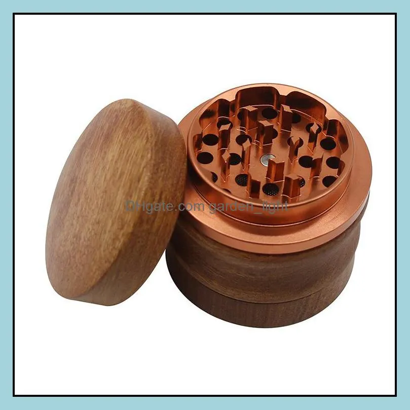 wooden herb grinder for smoking tobacco crusher dia 60mm 4 layers wy1284
