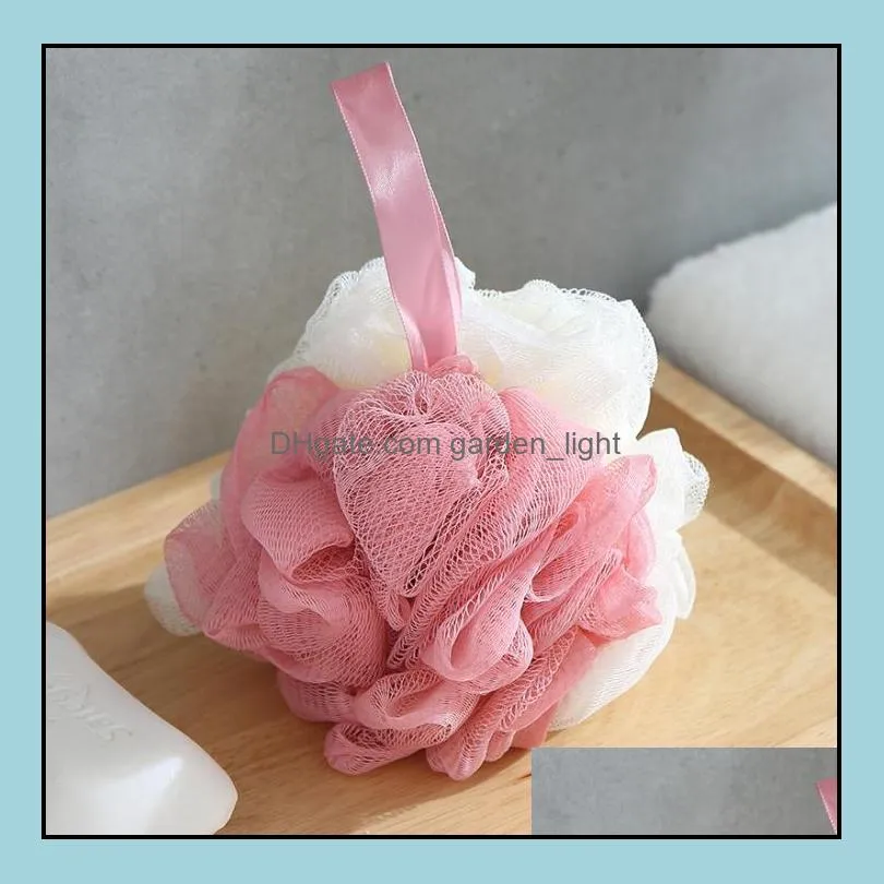 50 gram loofah bath sponge mesh pouf double colors mix loofa puff scrubber exfoliate with beauty bathing accessories paa13098
