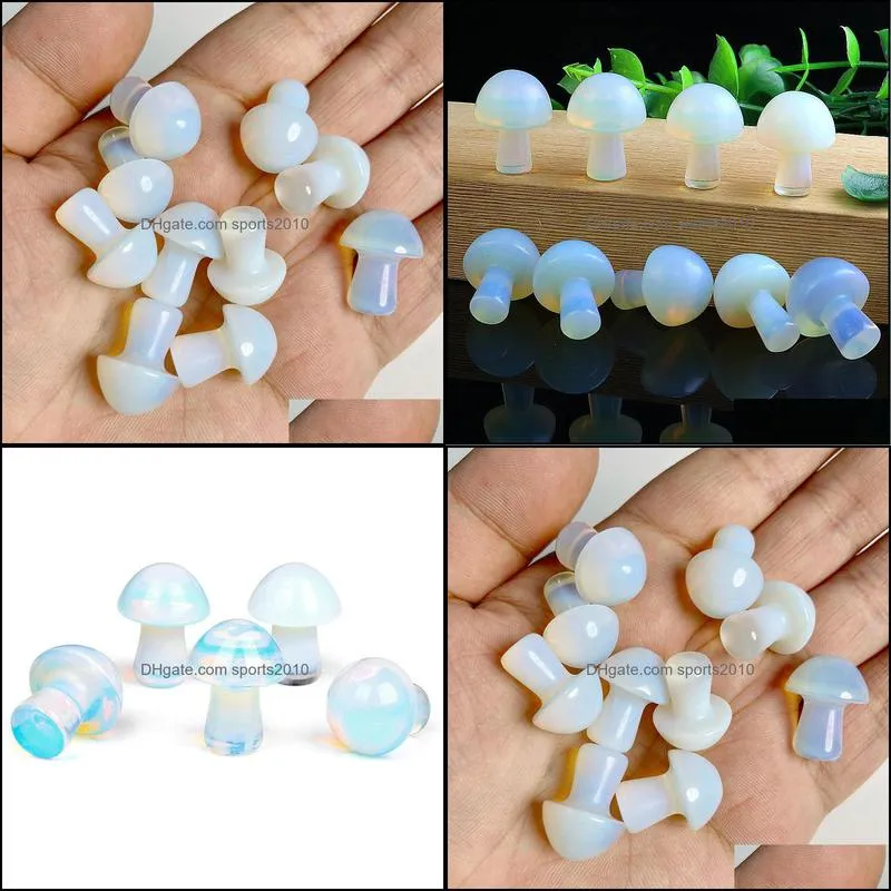 20mm mini opal glass stone mushroom plant statue ornament carving home decoration crystal polishing gem sports2010