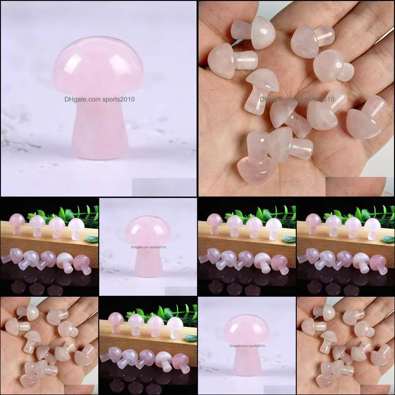 20mm rose quartz mini mushroom plant statue natural stone carving home decoration crystal polishing gem sports2010