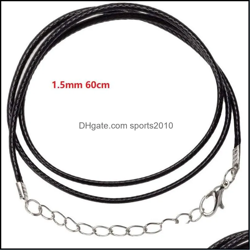 black wax rope lobster clasp chains stainless steel silver link chain women men necklace for diy necklace jewelry making sports2010