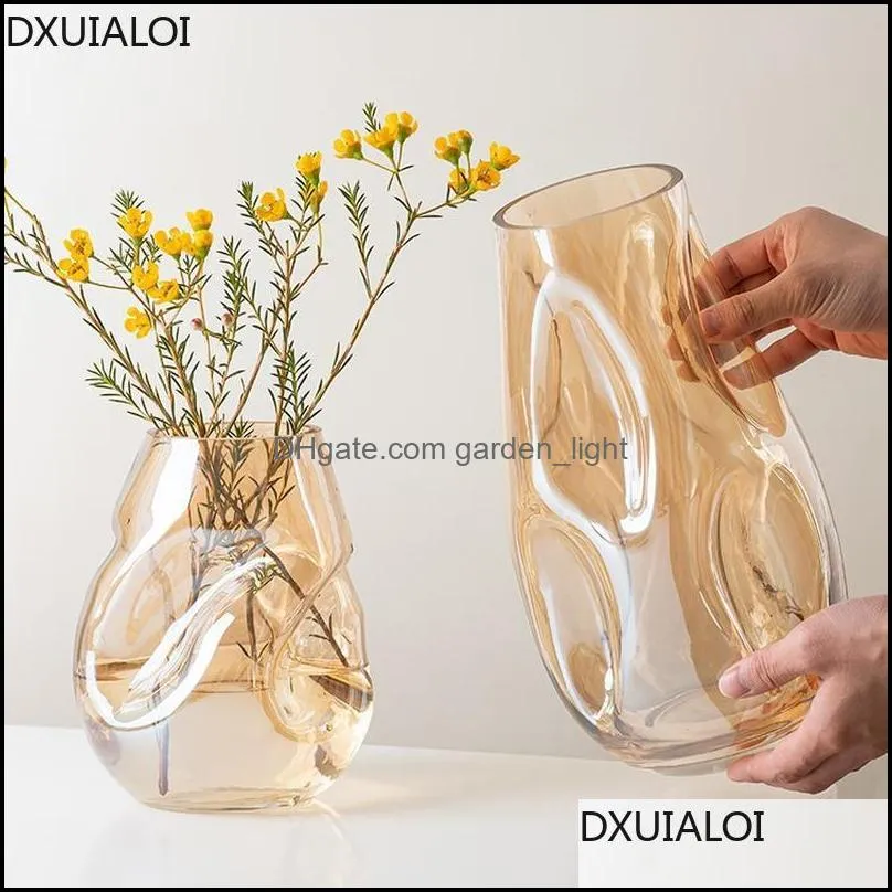 vases modern simple and irregular specialshaped stained glass vase living room desktop flower arrangement home decoration