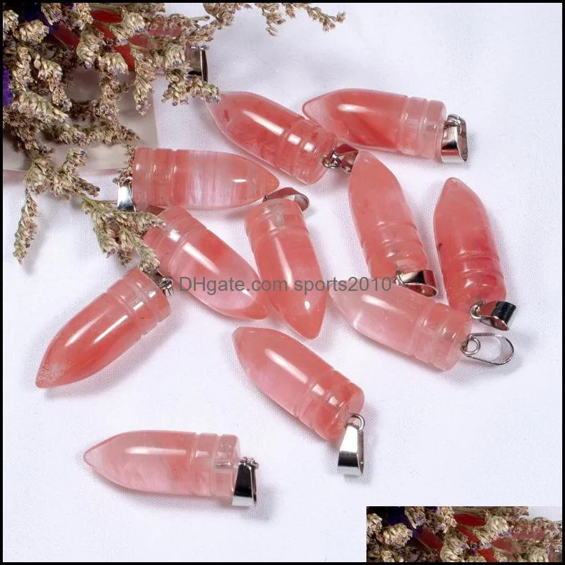 pendulum natural crystal rose quartz tigers eye stone charms bullet shape pendant for diy making 10x25mm sports2010