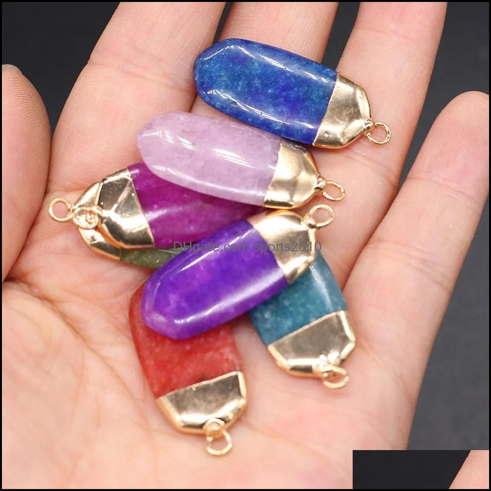 reiki healing charms semiprecious rectangular white stone dyed color crystal pendant diy necklace women fashion jewelry finding sports2010