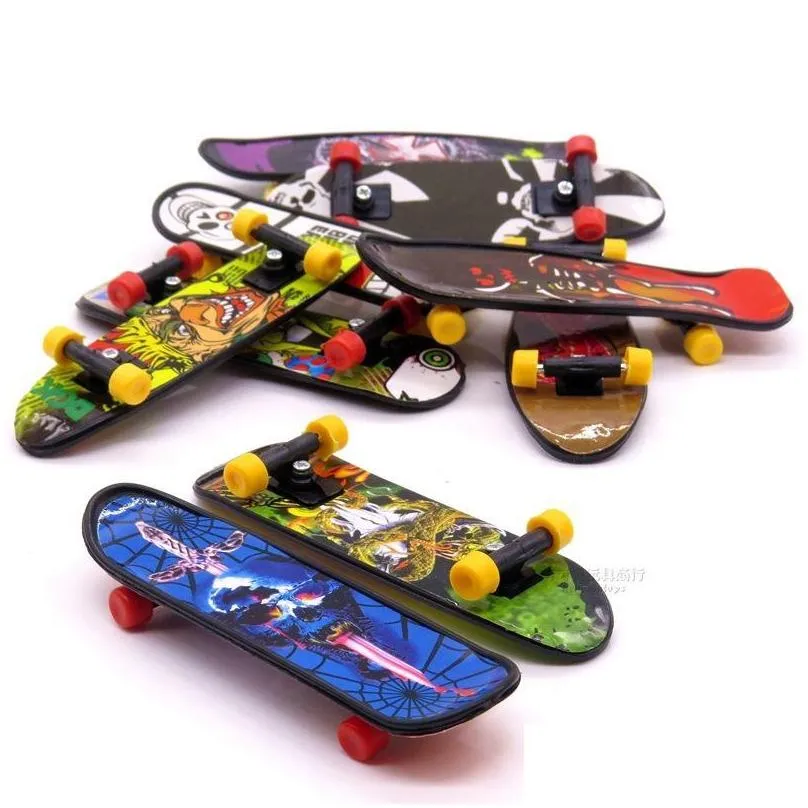 fingers exercise toy mini skate boarding creative graffiti skateboard finger plastic fingerboard hand wrist 9.5cm childrens gifts