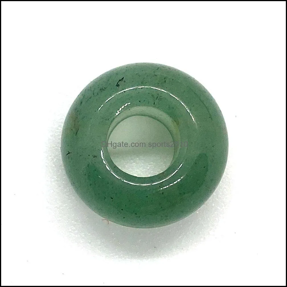 8x14mm big hole charms natural round jade stone crystal spacer beads charm pendant for jewelry making accessories sports2010