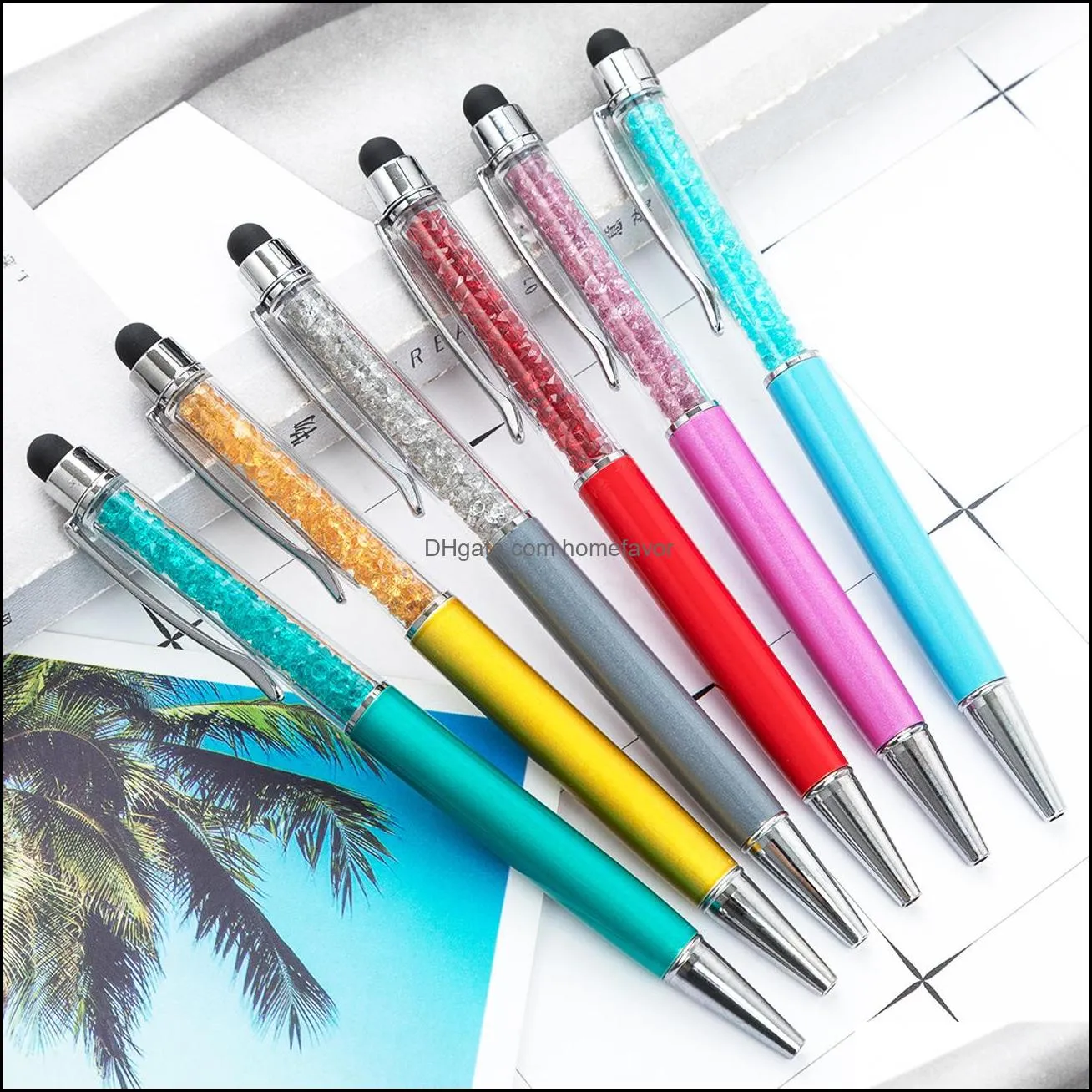 crystal ballpoint pen fashion creative stylus touch pen for writing stationery office school wedding party gift