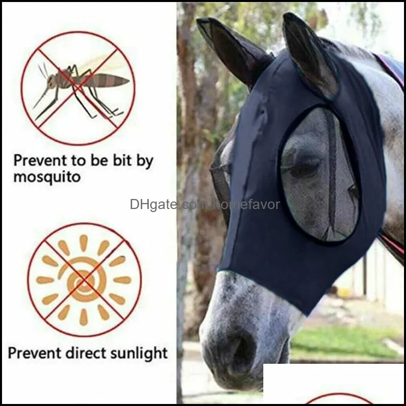 antifly mesh equine mask horse mask stretch bug eye horse fly masks with covered ears horse fly mask long nose with ears 30pcs