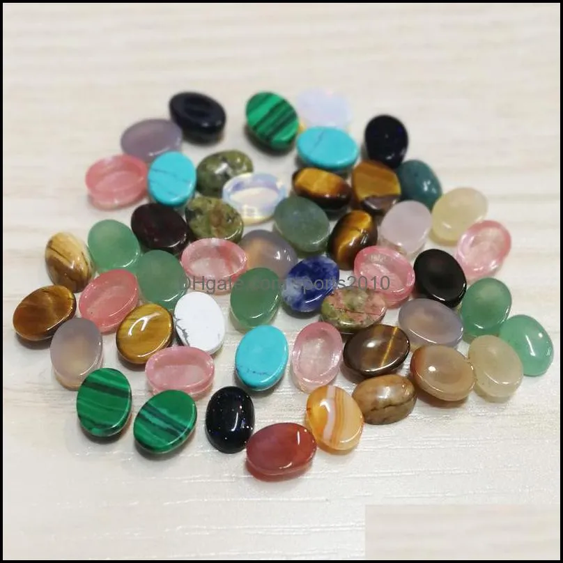 6x8mm natural stone oval cabochon loose beads rose quartz turquoise stones face for reiki healing crystal ornaments sports2010