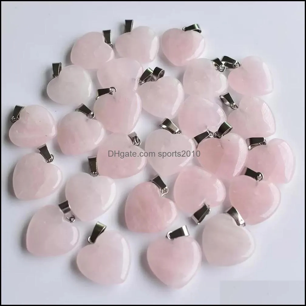 natural stone charms 20mm heart tigers eye rose quartz opal pendant pink crystal pendants chakras gem stone fit earrings necklace making sports2010