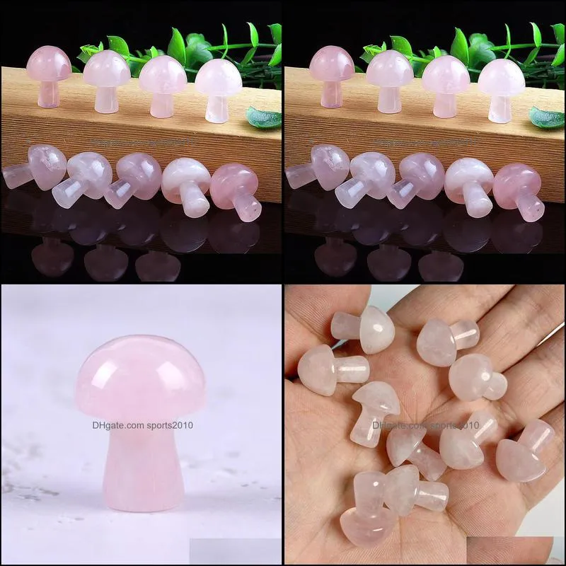 20mm rose quartz mini mushroom plant statue natural stone carving home decoration crystal polishing gem sports2010