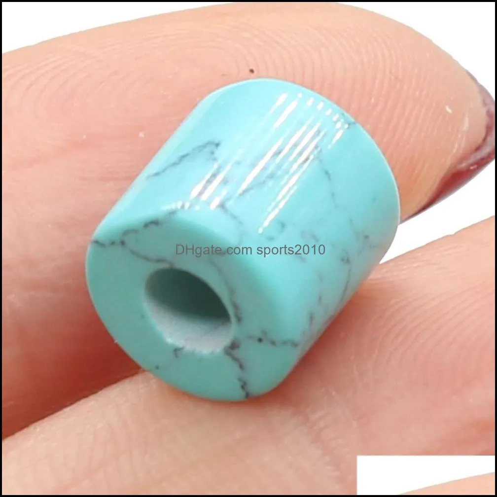 4mm big hole cylinder column stone chakra healing reiki charms pendant turquoise rose quartz crystal finding diy necklaces women jewelry sports2010