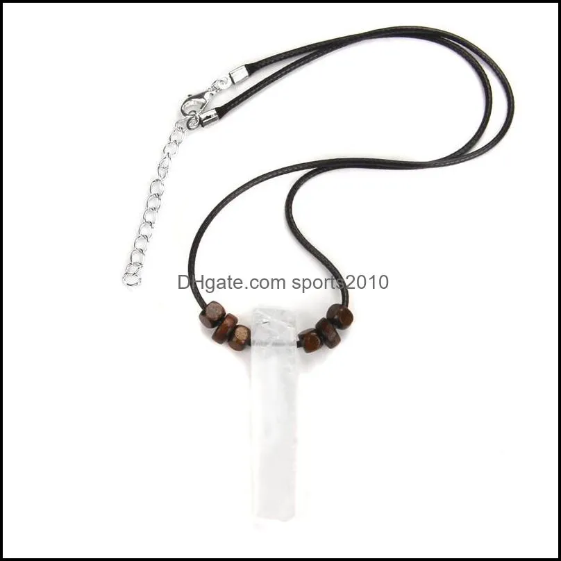 healing natural stone pendant raw mineral irregular rectangle quartz pendulum tiger eye lapsi white crystal necklaces sports2010