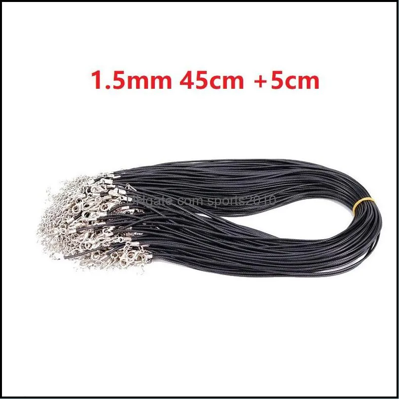 black wax rope lobster clasp chains stainless steel silver link chain women men necklace for diy necklace jewelry making sports2010