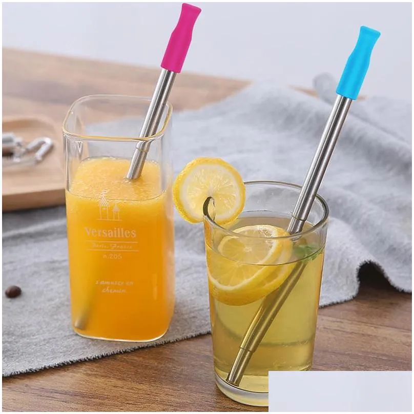 drinking straws 100pcs food grade silicone tips for 6mm stainless steel cold straw cover multicolored caps