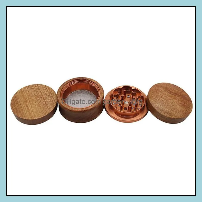 wooden herb grinder for smoking tobacco crusher dia 60mm 4 layers wy1284