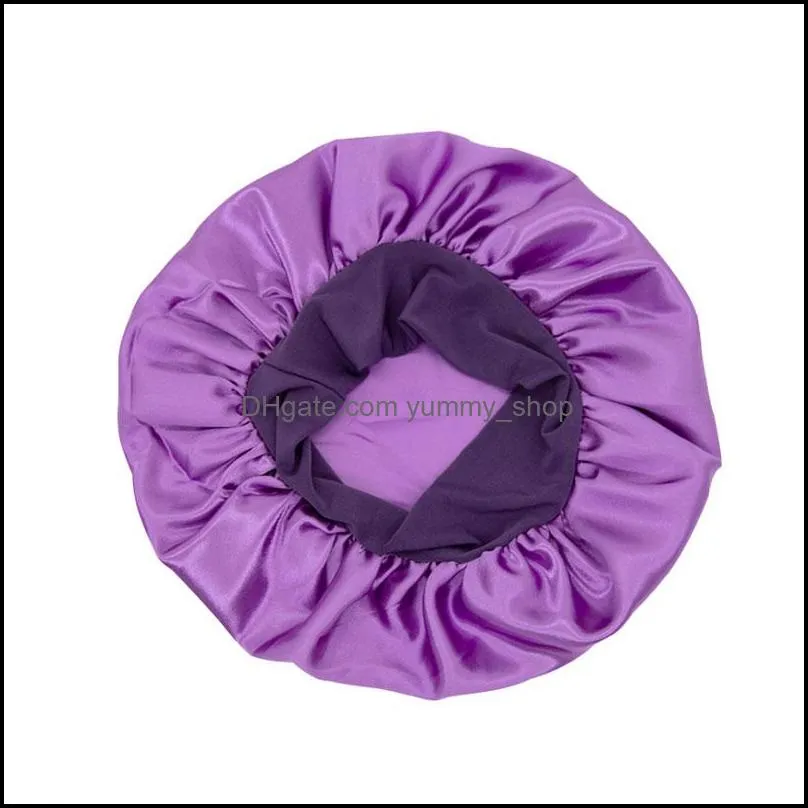 women girl wide band satin silk bonnet caps comfortable night sleep solid color hat lady soft hair care headwrap