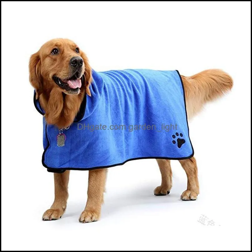 dog paw printing dog coat pets washcloth bathrobe hood belt clothes multi color fashion absorbing water magic stick 20by p2