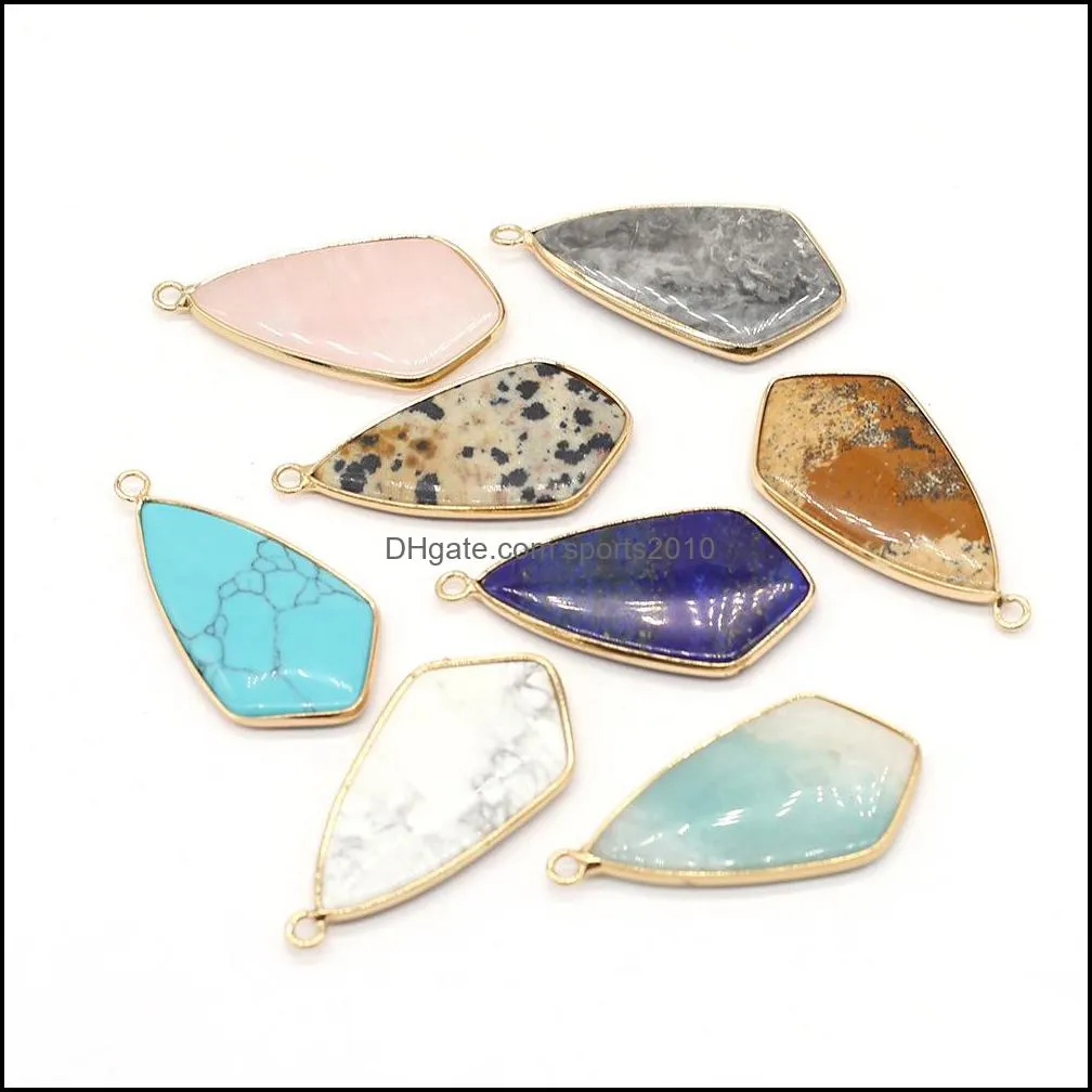 point style turquoise natural stone charms rose quartz crystal pendant for earrings necklace jewelry making sports2010