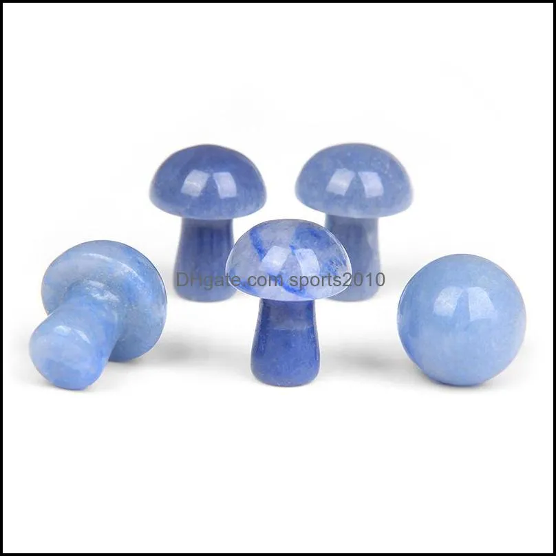 20mm mini mushroom plant statue ornament blue stone carving home decoration crystal polishing gem sports2010