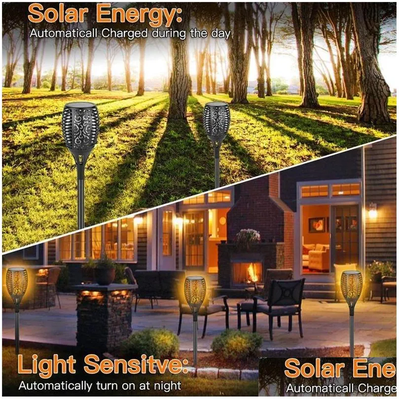 streamers flame lamp led solar lights outdoor ip65 waterproof garden light flickering flames torches lamps for courtyard gardens