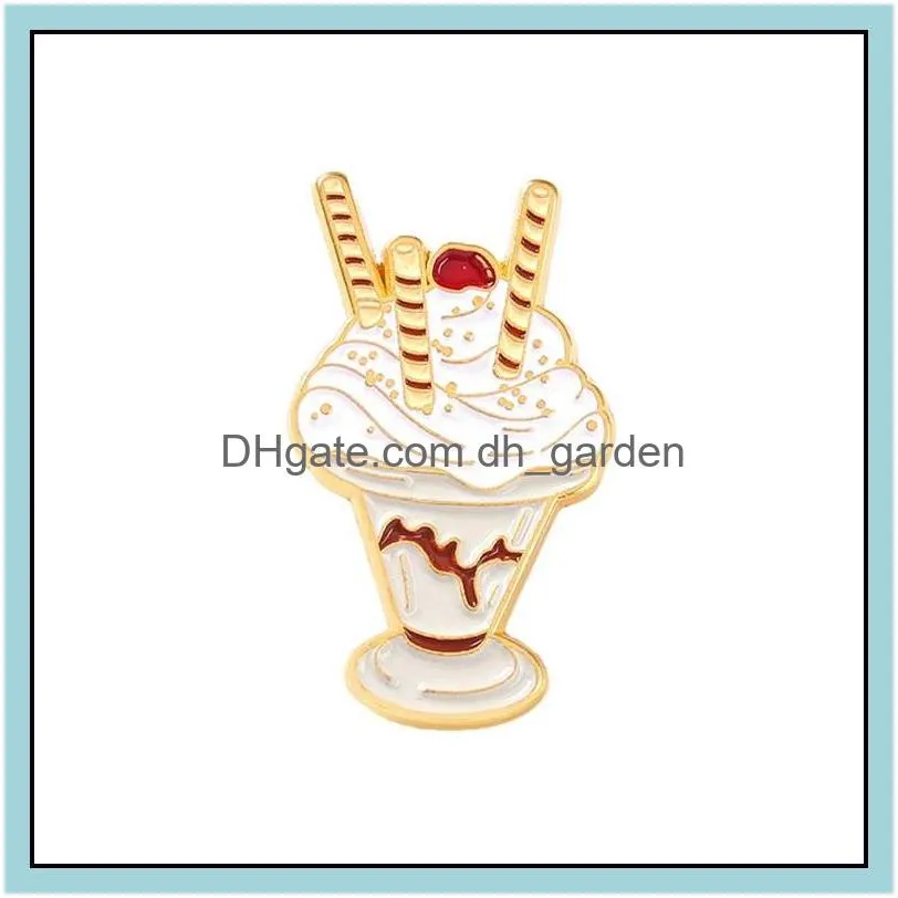 customized ice cream hard enamel pin cartoon bulk brooch creative luxury women badge cool drink metal cute wholesale 6090 q2