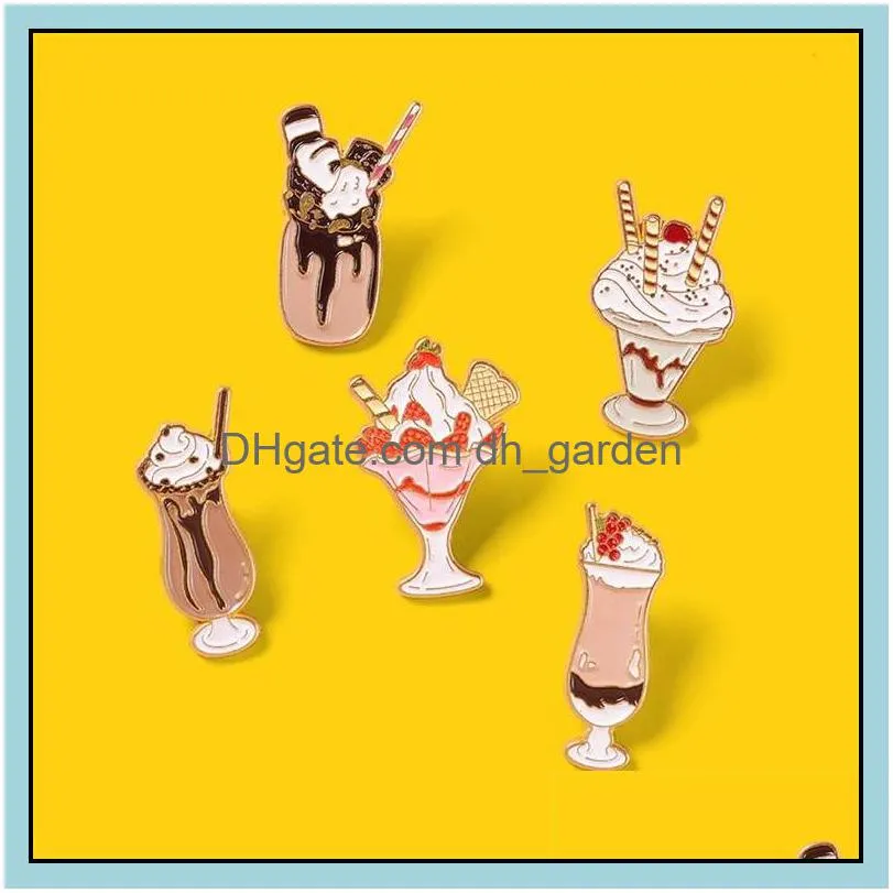customized ice cream hard enamel pin cartoon bulk brooch creative luxury women badge cool drink metal cute wholesale 6090 q2