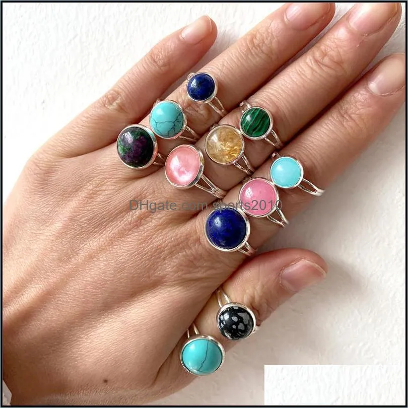 fashion natural stone ring handmade bohemian jewelry gift crystal ring for women birthday party rings adjustable sports2010